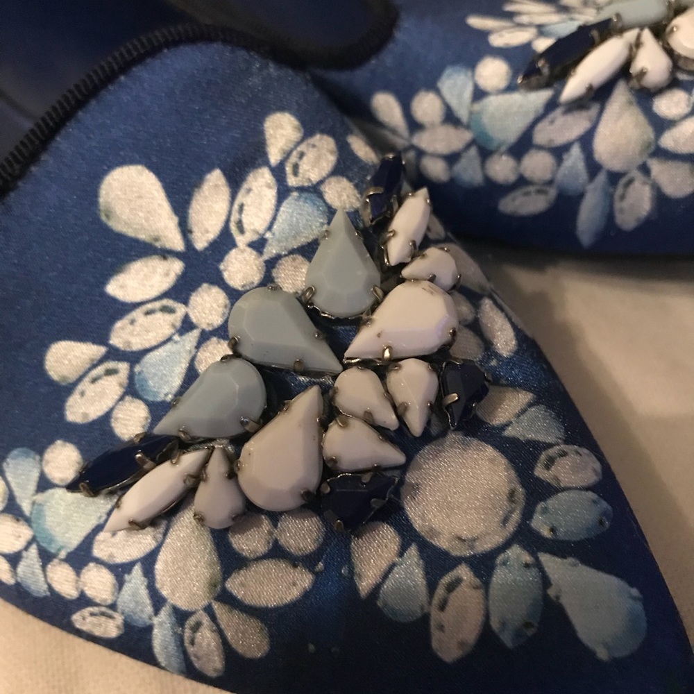 Blue flats with detail embroidery